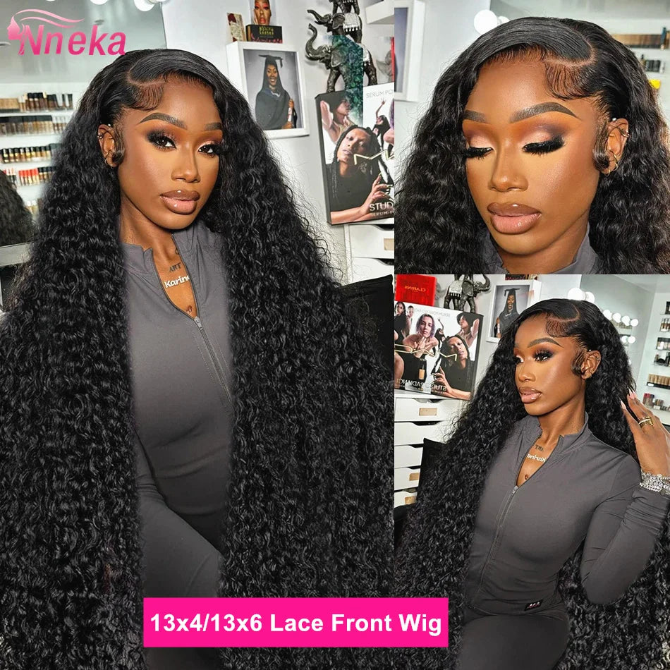 360 Invisible Strap Full Lace Curly Glueless Wigs Human Hair 4x4 5x5 Ready Wear and Go Deep Water Wave 13x4 13x6 HD Frontal Wigs