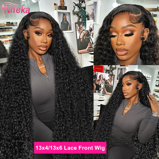 360 Invisible Strap Full Lace Curly Glueless Wigs Human Hair 4x4 5x5 Ready Wear and Go Deep Water Wave 13x4 13x6 HD Frontal Wigs