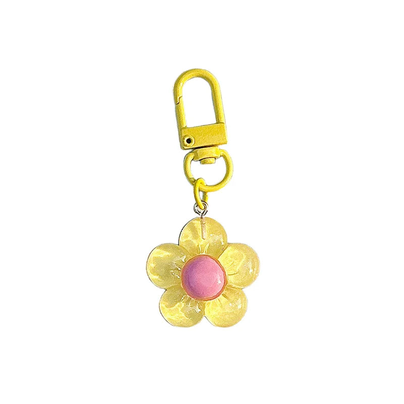 Cute Flower Keychains for Women Clear Resin Keychain Lobster Clasp Bag Purse Charms Backpack Decorations Jewelry DIY Accessories