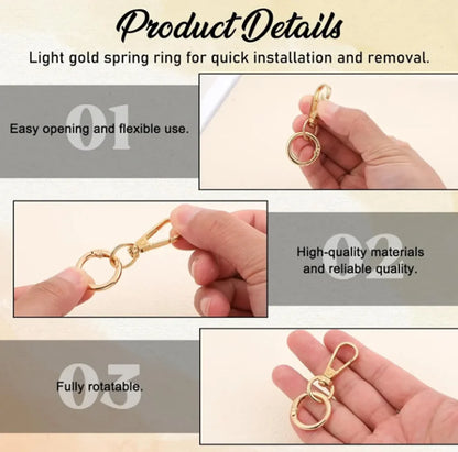 3/6/15 Sets Swivel Snap Hooks Double Opening Keychain Clip Rings Metal Lobster Claw Clasp for Hardware Crafts Lanyard Making