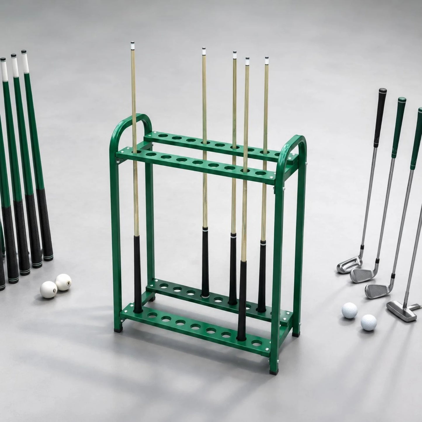 27 Slots Billiard Cue Rack Double Layer Pool Stick Stand Club Rack Indoor Outdoor Use Sports Storage Space Saving for Game Room