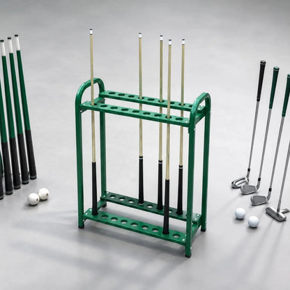 27 Slots Billiard Cue Rack Double Layer Pool Stick Stand Club Rack Indoor Outdoor Use Sports Storage Space Saving for Game Room