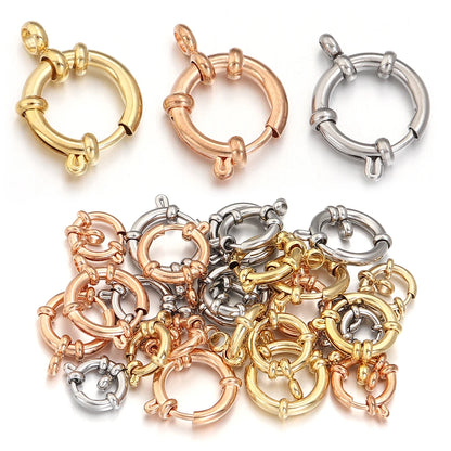 2pcs 316 Stainless Steel Sailor Clasps Round Spring Clasps Hooks For DIY Jewelry Making Bracelet Necklace End Clasps Connectors
