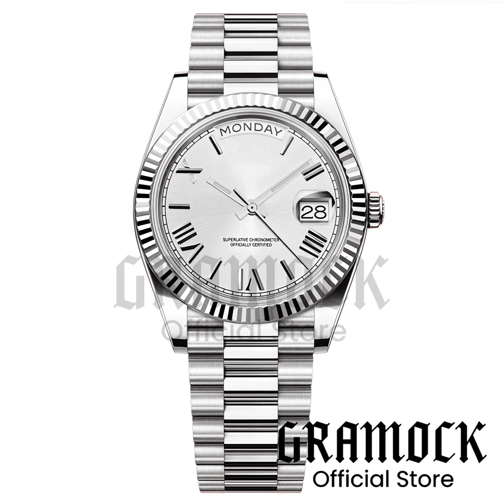Custom Logo Clock Men's Luxury Rose Gold Mechanical Wristwatch Week Date Calendar MIYOTA 8285 Movement Waterproof Watch For Men