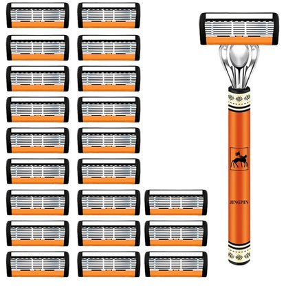 6-layer razor blade, men's stainless steel blade, classic water washed razor, sharp blade for clean shaving