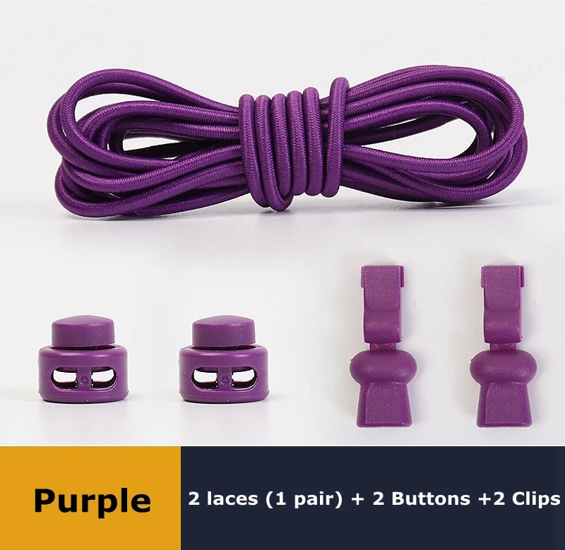 No tie shoelaces Round Elastic Shoelace Plastic snap lock Suitable for all shoes Adult children walking sports Lazy laces 1 pair