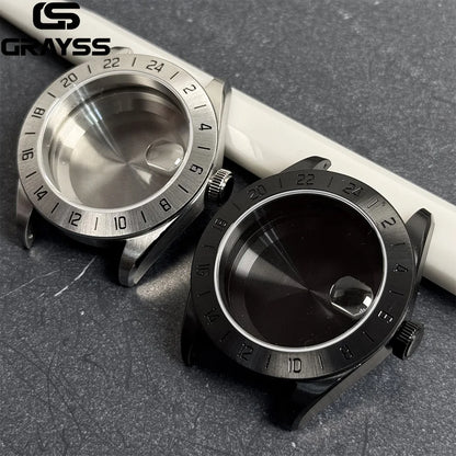40mm Sapphire Crystal Dive GMT Watch Case MOD PVD Black Knight for NH34 NH35 NH36 NH38 NH70 NH71 NH72 20 bar Waterproof