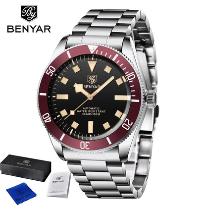 2025 New BENYAR Automatic Watches Men's watch Luxury Mechanical Wristwatch Top Stainless Steel Waterproof Sports Clock Man Gifts