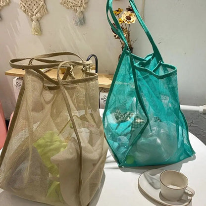Mesh Beach Bag Lightweight, Breathable & Quick-Dry Travel Tote for Beach Trips Outdoor Activities, and Storage of Towels Toys