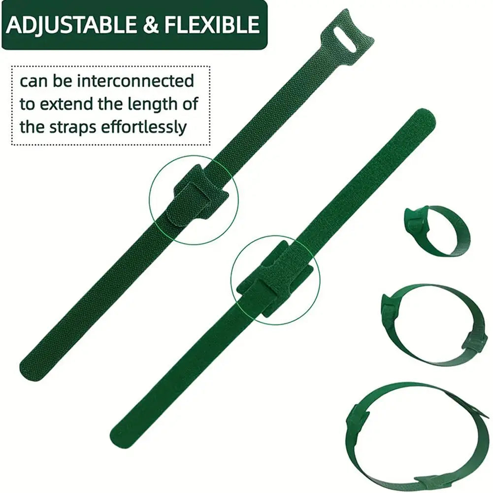 100pcs Reusable Adjustable Non-Slip Nylon Plant Ties with Hook and Loop Fasteners, Ideal for Gardening Applications