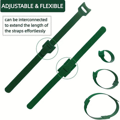 100pcs Reusable Adjustable Non-Slip Nylon Plant Ties with Hook and Loop Fasteners, Ideal for Gardening Applications