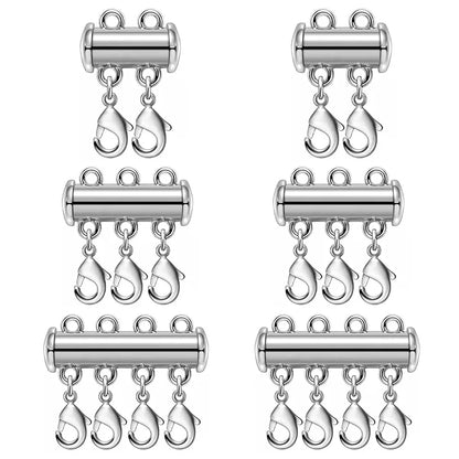 2pcs Multi Strand Necklace Layer Lobster Buckle Sliding Magnet Tube Connector Lock for DIY Necklace Bracelet Jewelry Making