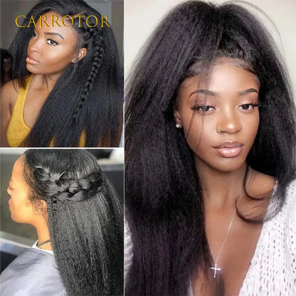 Kinky Straight And Body Wave 5x5 Transparent Lace Closure Pre Plucked Human Hair Glueless Wig Ready To Wear For Woman