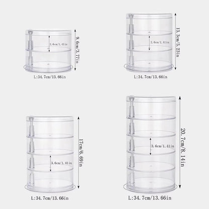 360 Rotating Jewelry Organizer Clear Plastic Storage Box Compact Multi-Layer Earring Ring Holder Dustproof Desktop Display Case