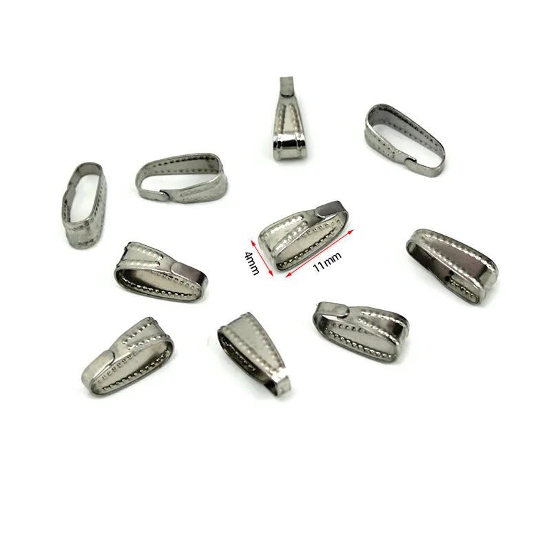 50Pcs Stainless Steel Pendant Clips Pinch Bail Clasp Connectors Necklace Hooks For Jewelry Making Findings Accessories Supplies