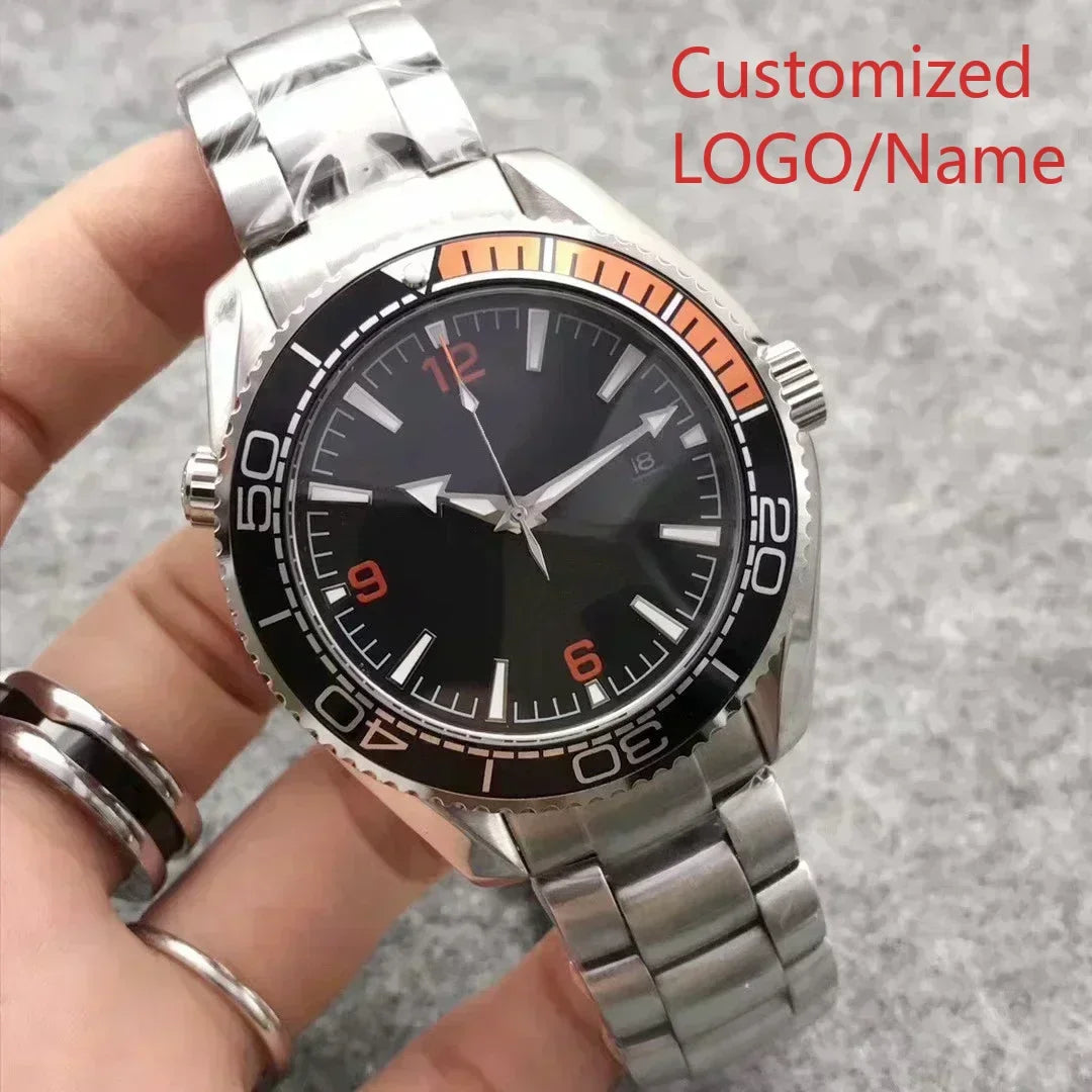 A11 Store Customized Watch  Men Case Relogio Masculino Mechanical Watch Ocean Universe Steel Black Blue Ceramic