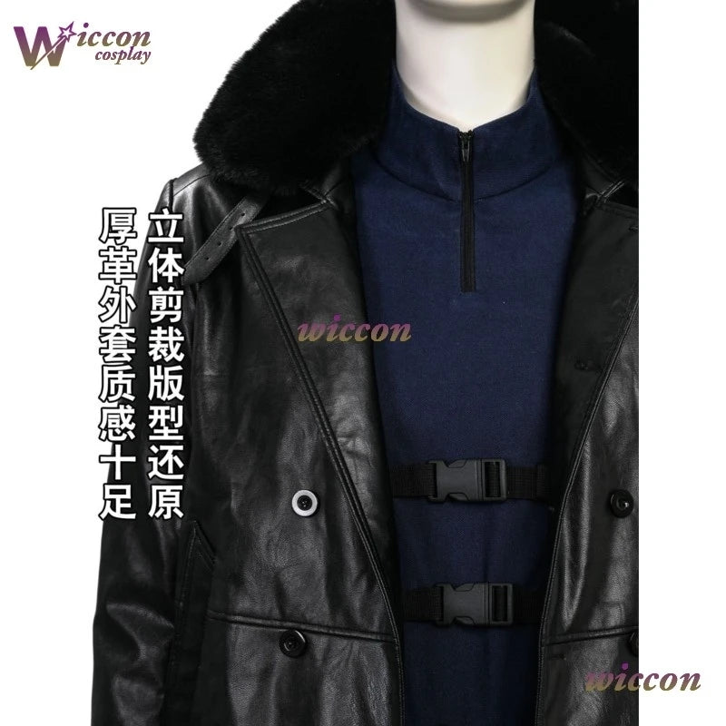 Kosplay Requiem Resident Cos Evil Leon·S·kennedy Cosplay Leon Cosplay Costume Pu Coat Full Set Party Uniform Hallowen Play Role