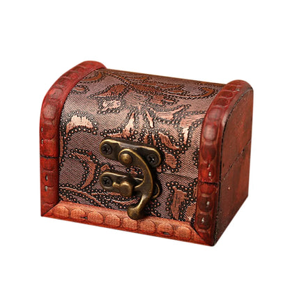 Chinese Style Vintage Wooden Jewelry Box With Lock Trinket Packing Box For Ring Brooch Bracelets Earrings Ear Studs Storage Box