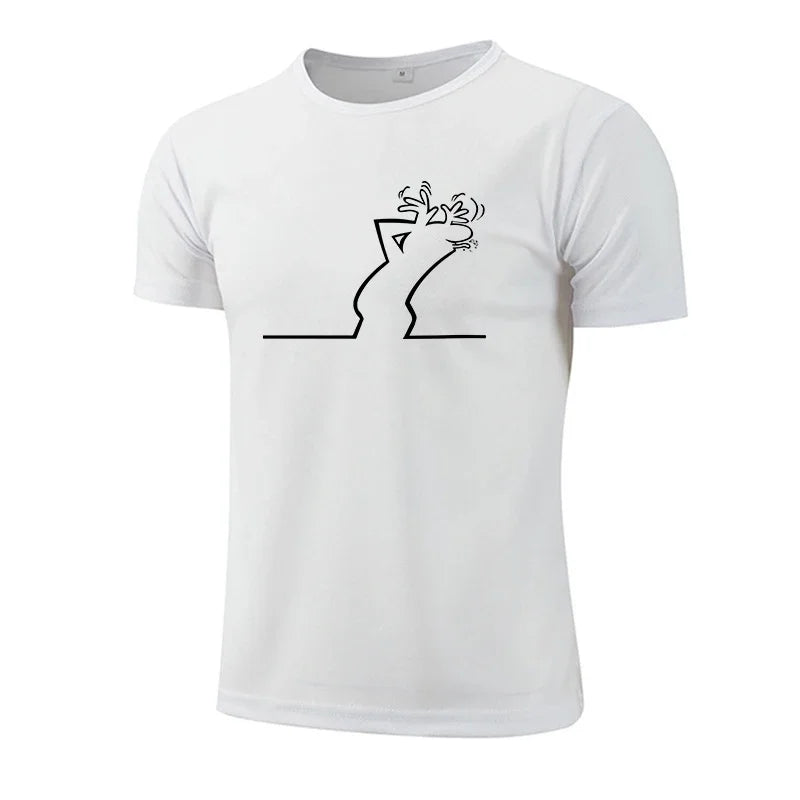 Men T-shirt Print Casual Exercise Short Sleeve Outdoor Sports Jogging Cycling Clothing Quick-Drying Mesh Tees Summer Sportswear