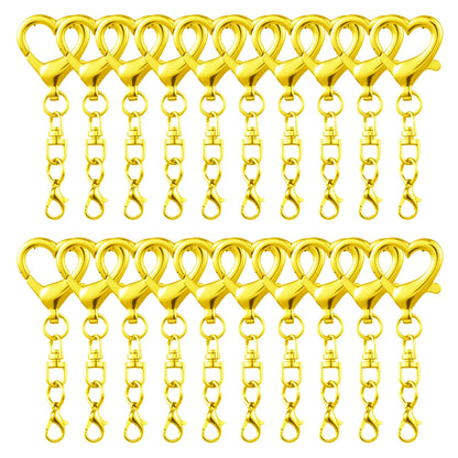 5/15/30Pcs Heart Shaped Swivel Clasp Spring Hanging Lobster Claw Snap Hook Clip Key Chains Findings for DIY Jewelry Making Craft