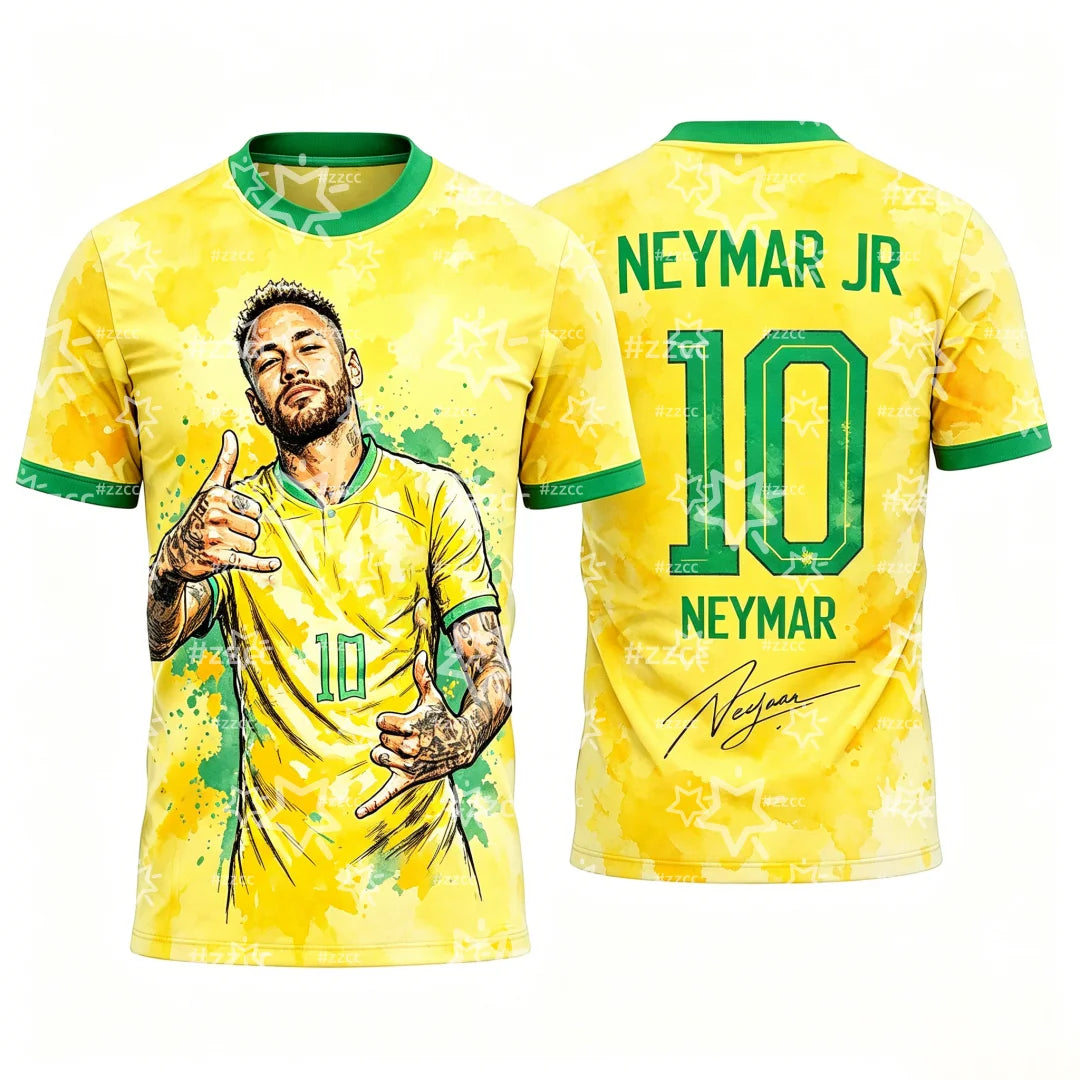 2026 Brazil Neymar Jr No.10 Football Jersey Match Training Kit Summer Sports Men's T-Shirt Kid's Clothing cycling jersey ﻿