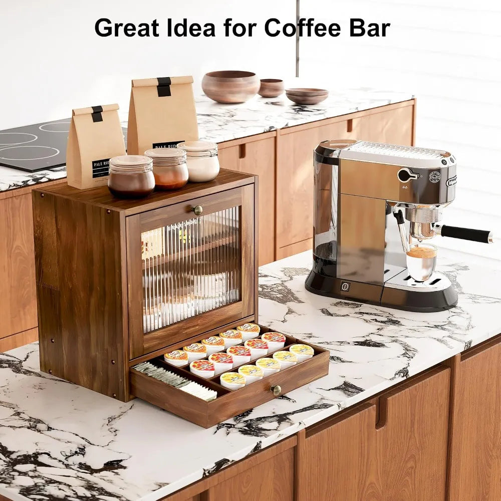 Large Capacity Wooden Bread Box for Kitchen Countertop with Ventilation Holes, Adjustable Shelf, Vintage Farmhouse Design, Keeps Bread Fresh Longer, Retro Brown