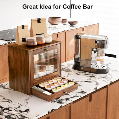 Large Capacity Wooden Bread Box for Kitchen Countertop with Ventilation Holes, Adjustable Shelf, Vintage Farmhouse Design, Keeps Bread Fresh Longer, Retro Brown