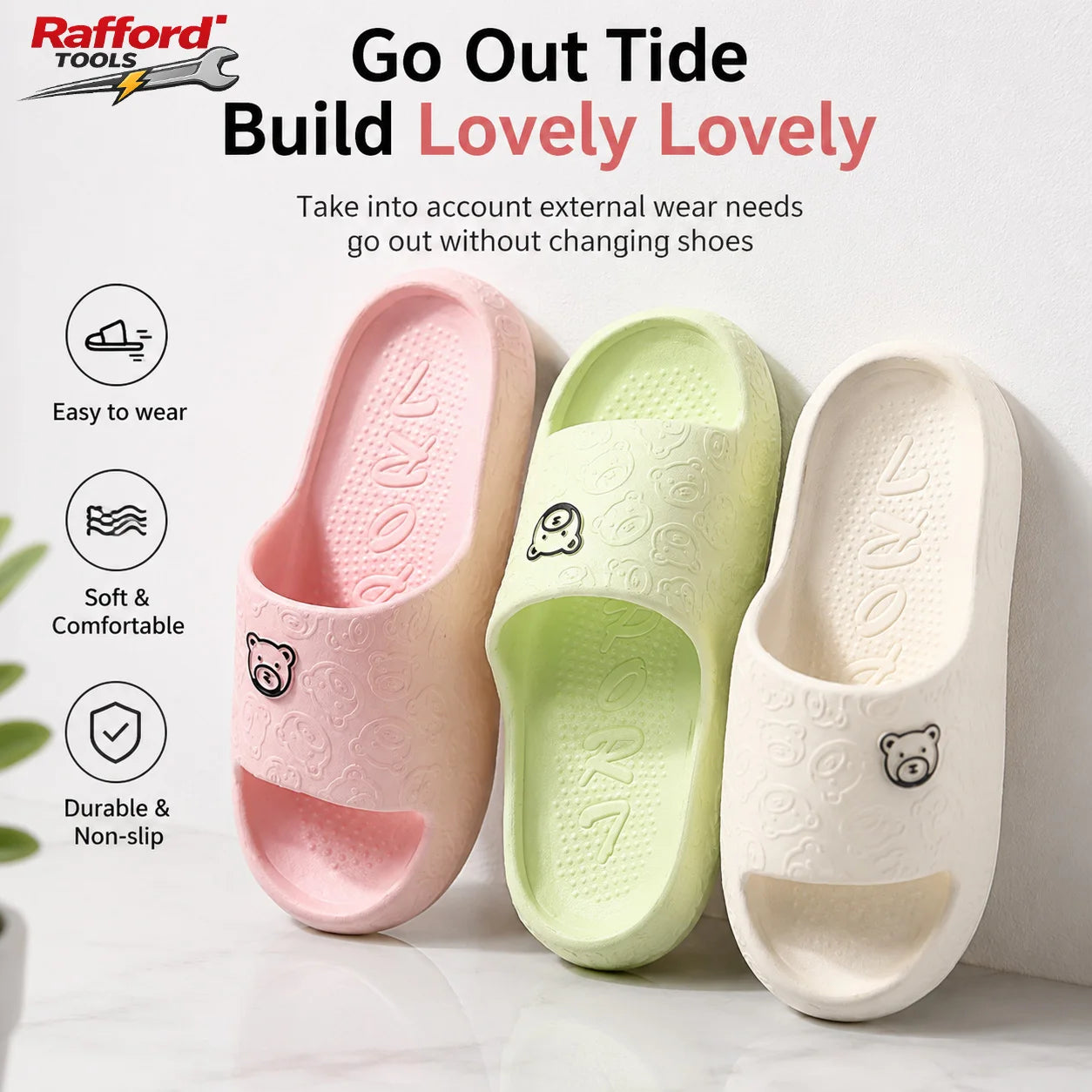 Summer Fashion Men's Slippers Printting Little Bear Sandals Indoor Bathroom Non-slip Soft Women Dormitory Casual Shoes Couple