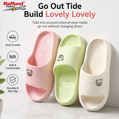 Summer Fashion Men's Slippers Printting Little Bear Sandals Indoor Bathroom Non-slip Soft Women Dormitory Casual Shoes Couple