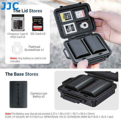 JJC JBC-K2CBS Memory Card & Battery Storage Case for 3 SD Card 4 CFe B Card 2 Batteries Fujifilm NP-W235 Nikon EN-EL15 Case Box