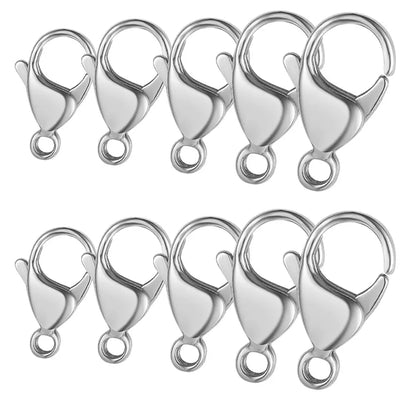 20/30/40 316L Stainless Steel Lobster Clasps Wholesale Mirror Polished 9-19mm 18k Gold Vacuum Plated Diy Jewelry Making Findings
