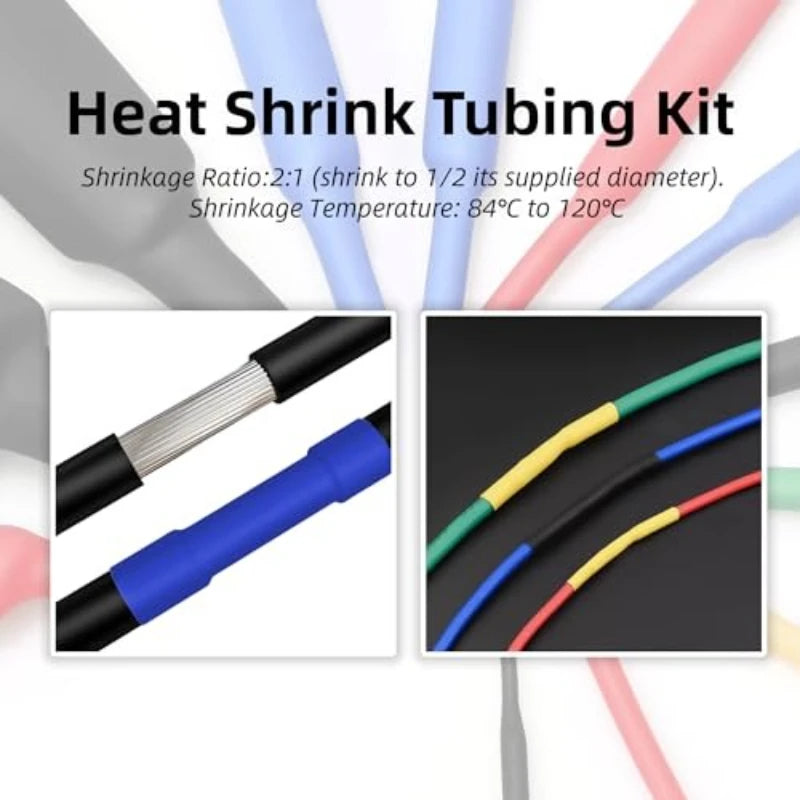 127/165/328/560/650/800pcs Heat Shrink Tubing kit 2:1 Shrinkable Wire Shrinking Wrap Wire Connect Cover Cable Repair Protection
