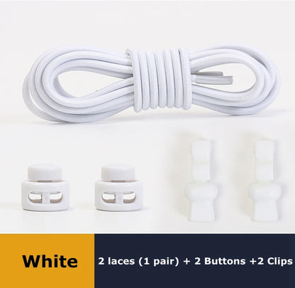 No tie shoelaces Round Elastic Shoelace Plastic snap lock Suitable for all shoes Adult children walking sports Lazy laces 1 pair