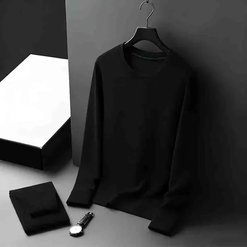 Men's Casual Crew Neck Knitwear Lightweight Long Sleeve Solid Color Pullover for All Seasons
