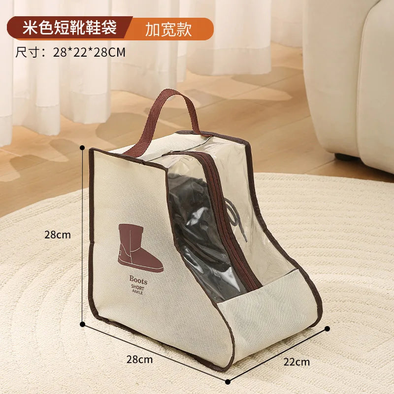 Tall Boot Storage Bags with Clear PVC Window Breathable Dustproof Organizer Prevent Slouching for Knee High Shoes Closet Women