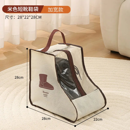 Tall Boot Storage Bags with Clear PVC Window Breathable Dustproof Organizer Prevent Slouching for Knee High Shoes Closet Women