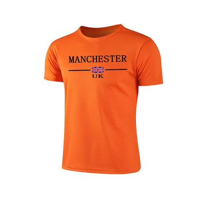 Mens T-shirt Print Casual Fitness Exercise Tops Daily Jogging Marathon Clothing Summer Quick-Drying Mesh Tees Cycling Sportswear