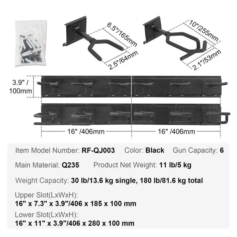 Gun Rack, Indoor Gun Rack Wall Mount, 6-Slot Vertical Rifle Shotgun Gun Rack, 180 lb Heavy Duty Metal Wall Gun Rack Display Stand with Soft Padding