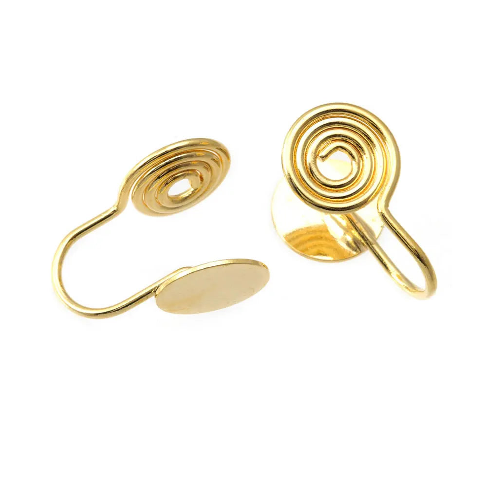 10PCS 4MM~14MM 18K Gold Color Brass with Trays Bezels Settings Earrings Clips High Quality Diy Women's Earrings Jewelry Making