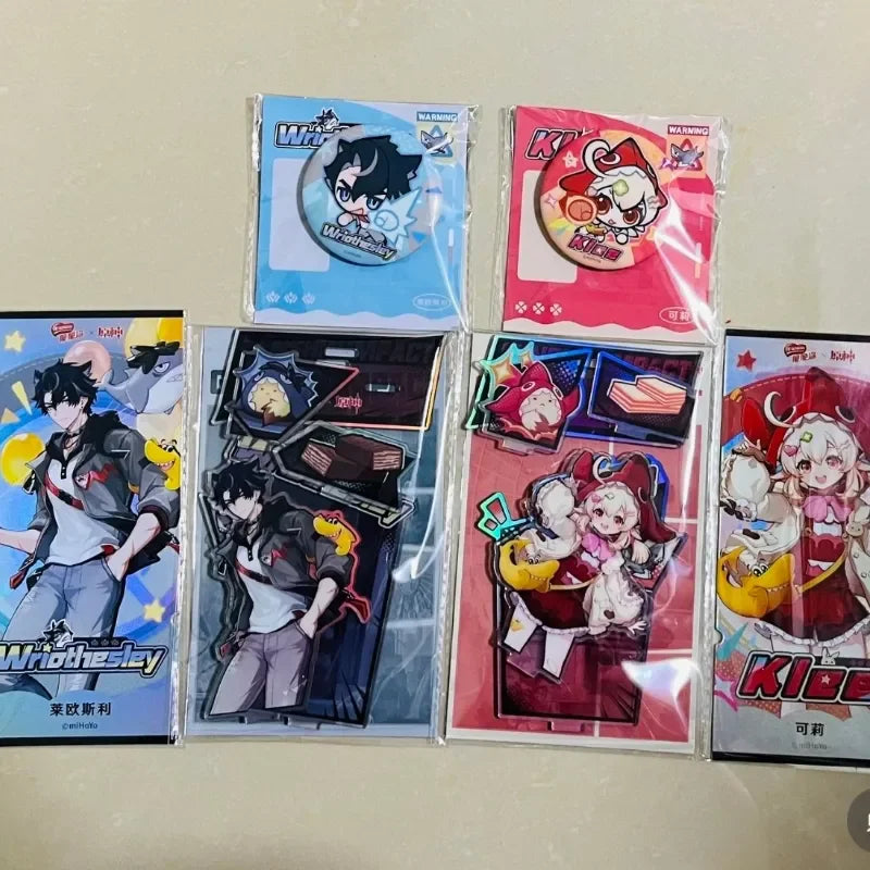 Genshin Impact Wriothesley Klee Cosplay Anime Cartoon Acrylic Standing sign badge brooch  set  Accessories Ornament Xmas Gift