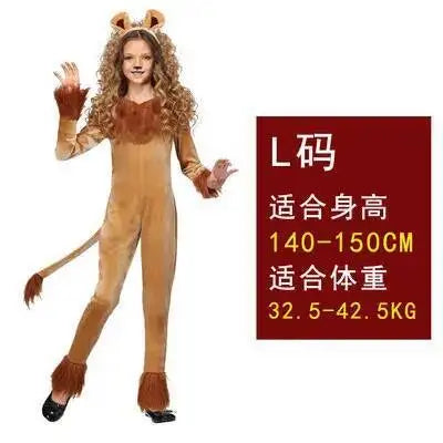Cos Halloween Carnival Cosplay Children's Day Stage TV Show Children's Female Ferocious Lion Playing Costume Animal Funny Cos