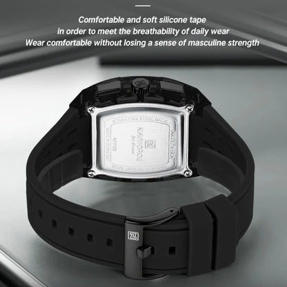 NAVIFORCE Man's Watch 5ATM Waterproof Quartz Chronograph Silicone Strap Stylish Students Sports Male Luxury Wristwatch Gifts Box