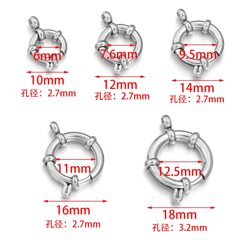 2pcs 316 Stainless Steel Sailor Clasps Round Spring Clasps Hooks For DIY Jewelry Making Bracelet Necklace End Clasps Connectors