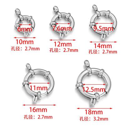 2pcs 316 Stainless Steel Sailor Clasps Round Spring Clasps Hooks For DIY Jewelry Making Bracelet Necklace End Clasps Connectors