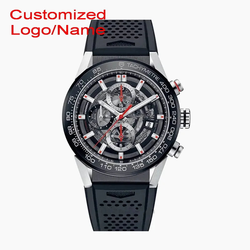 Customized Logo/Name VK63 Chronograph Quartz Watches Solid Heavy Duty Stainless Steel Bracelet High Precision Reliable Movement