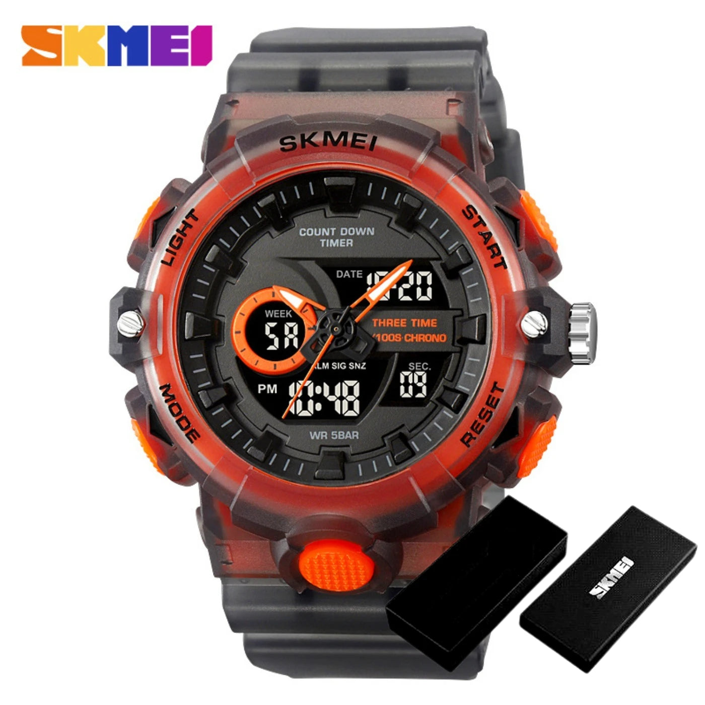 Multifunctional LED Light Digital Sport Watch Mens Casual Student Stopwatch Clendar Clock Quartz Analog Wristwatches 2225