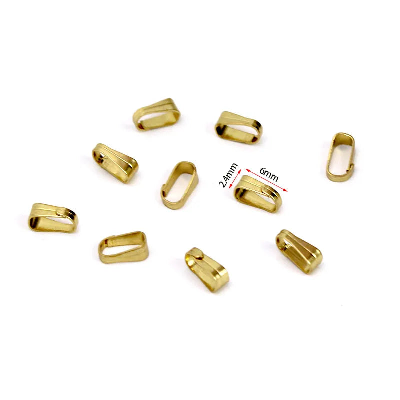 50Pcs Stainless Steel Pendant Clips Pinch Bail Clasp Connectors Necklace Hooks For Jewelry Making Findings Accessories Supplies