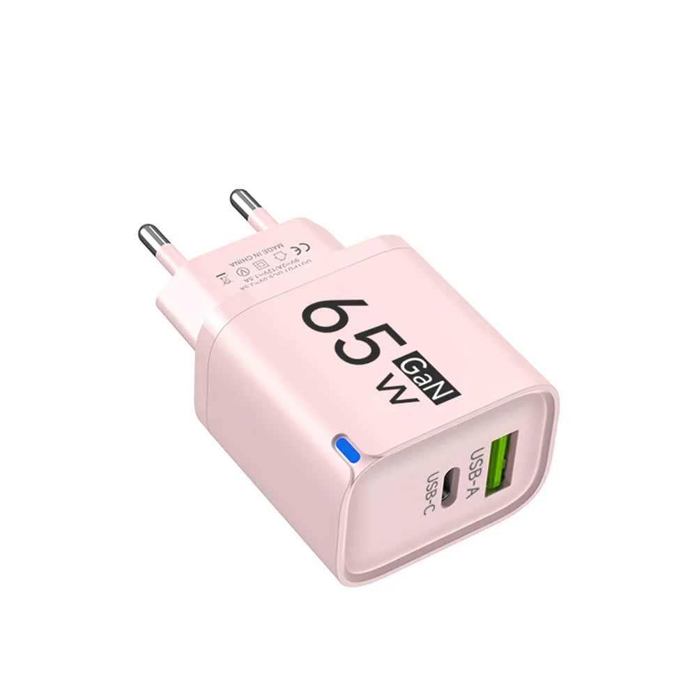USB 65W Fast Charging Charger Type C High Speed Charge Mobile Phone Wall Adapter For iPhone Honor Xiaomi Huawei Samsung Oneplus