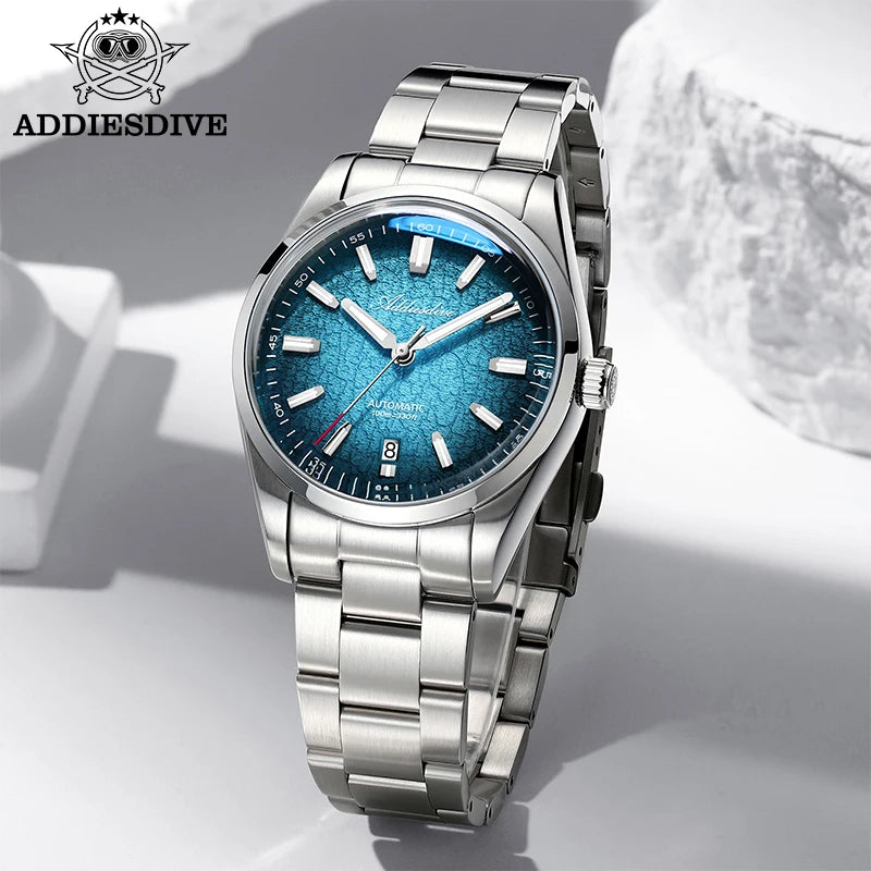 ADDIESDIVE Watch For Gift 39mm Automatic Mechanical Domed Glass 316L Stainless Steel Luminous Waterproof 200m Men Wristwatch New