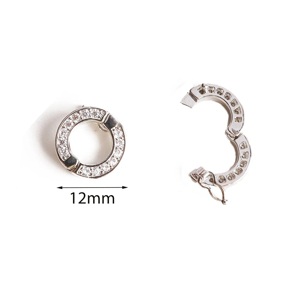 2pcs Round Connector Buckles Pearl Clasps Fasteners With Zircon Keyrings  For DIY Bracelet Necklace Keychain Making Accessories